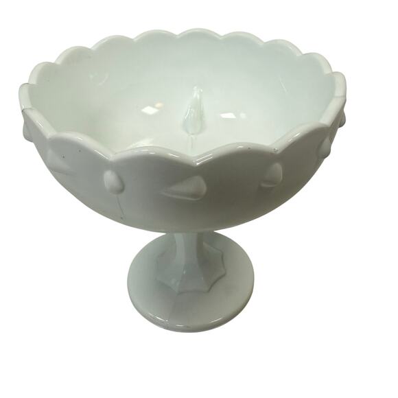 Vintage Indiana Milk Glass Teardrop Compote Pedestal Candy Dish 7.5" - Picture 3 of 6